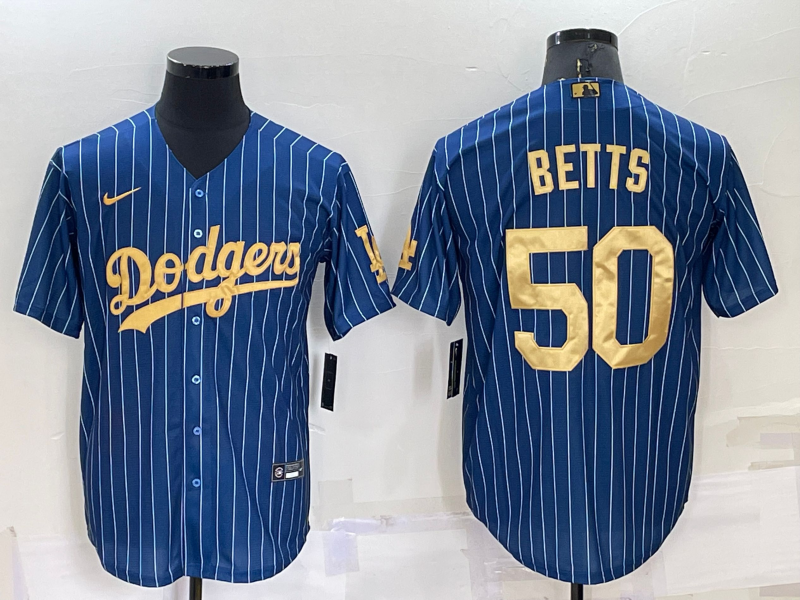 Men's Los Angeles Dodgers #50 Mookie Betts Navy Gold Cool Base Stitched Baseball Jersey Men's Los Angeles Dodgers #50 Mookie Betts Navy Gold Cool Base Stitched Baseball Jersey
